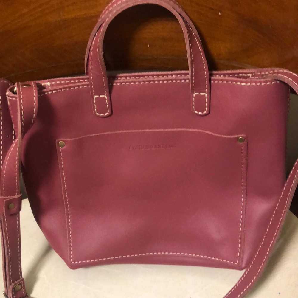 Portland leather goods crossbody in guava